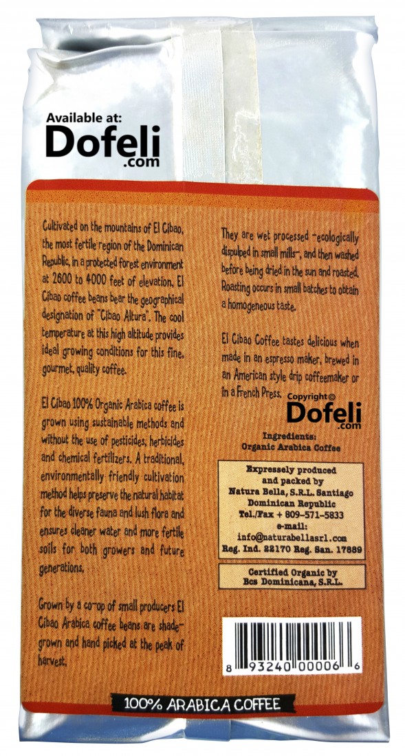 USDA Organic El Cibao Dominican coffee, shade-grown and handpicked for a bold, smooth taste.